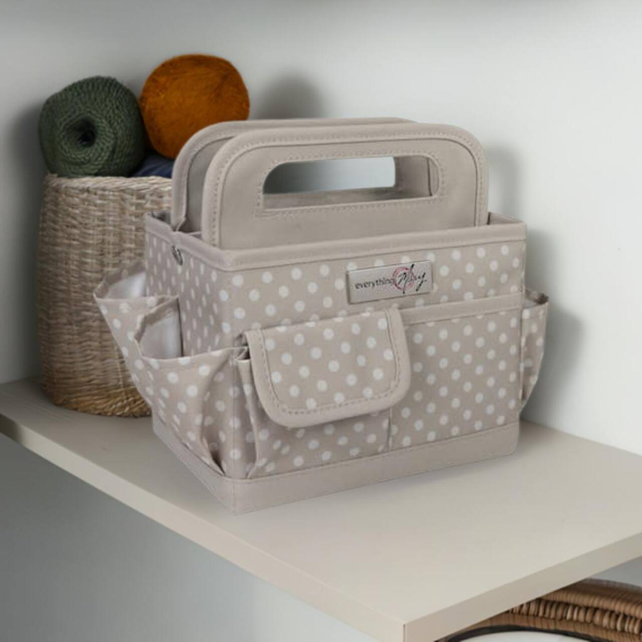 Everything Mary Tan Dots Collapsible Craft Caddy